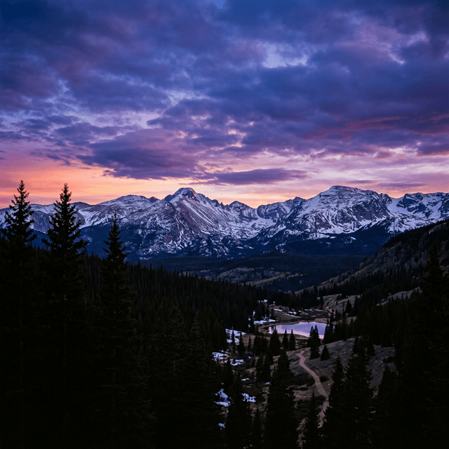 Colorado Rocky Mountains at dusk